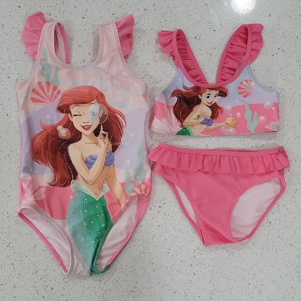 H&M Disney The Little Mermaid Ariel Bikini Set & One Piece Size 5T/6